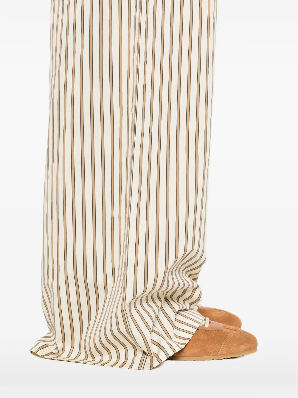 Max Mara Gestreepte katoenen en zijden canvas broek met wijde pijpen Grijs