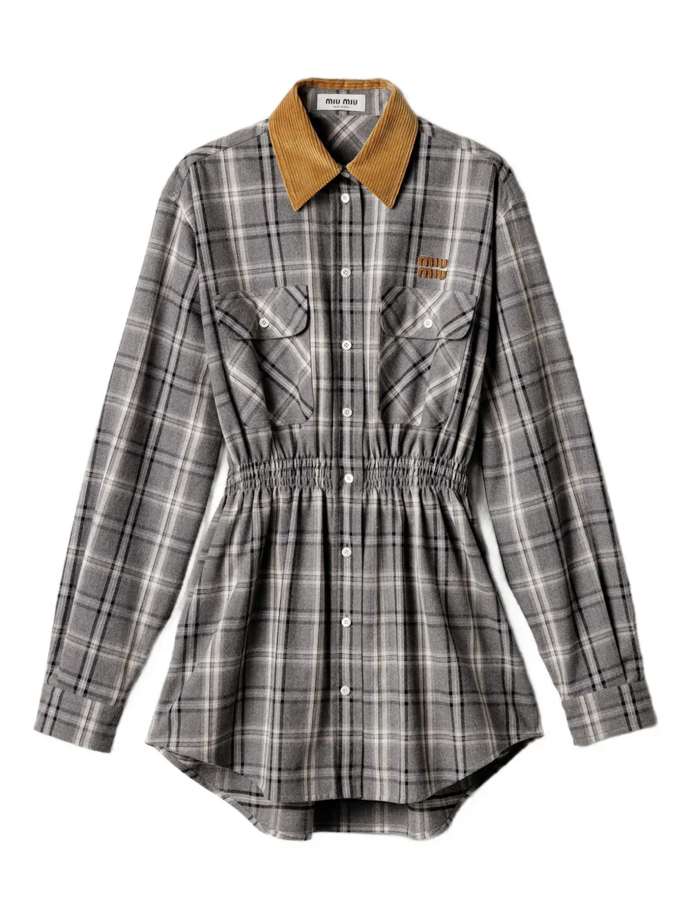 Miu Miu buttoned check-pattern mini dress | Grey | Image 1