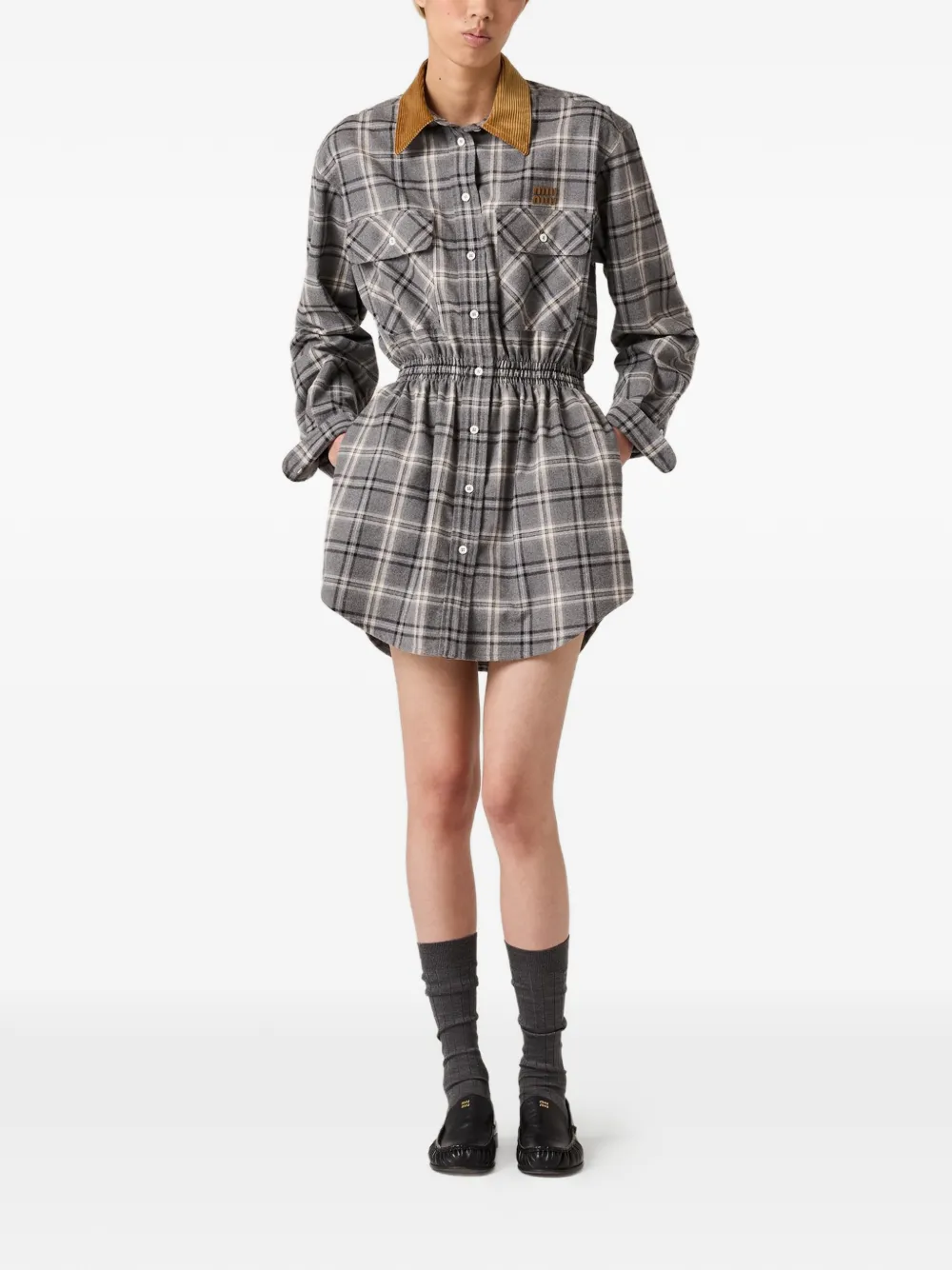 Miu Miu buttoned check-pattern mini dress | Day Dresses | Image 2