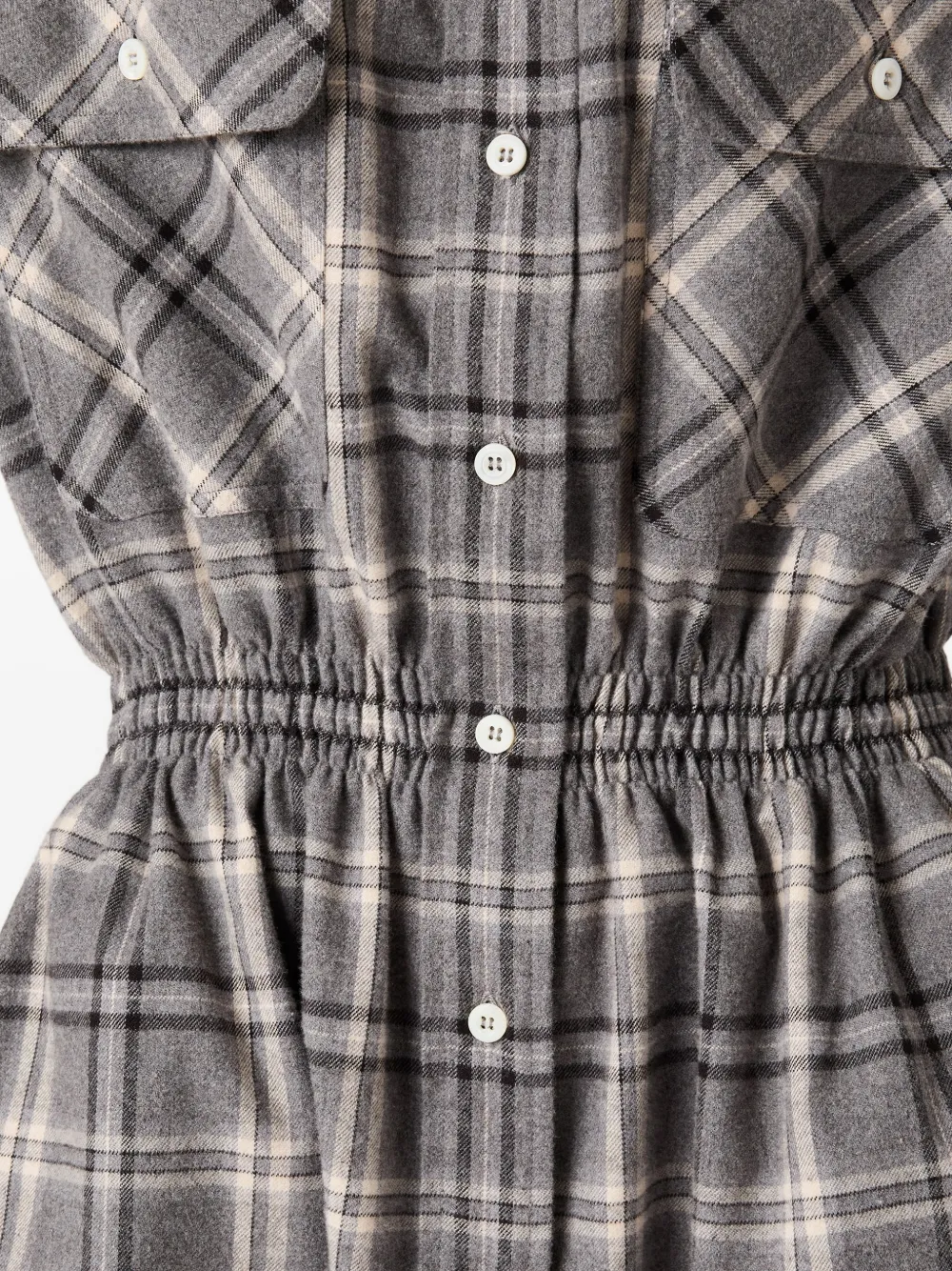 Miu Miu Buttoned check-pattern Mini Dress | Grey | FARFETCH