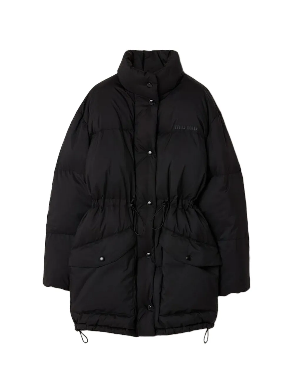 Miu Miu Technical pongé down long jacket - Nero