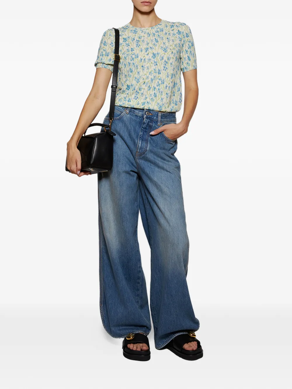  Loewe Side Slit Wide Jeans - Blue 