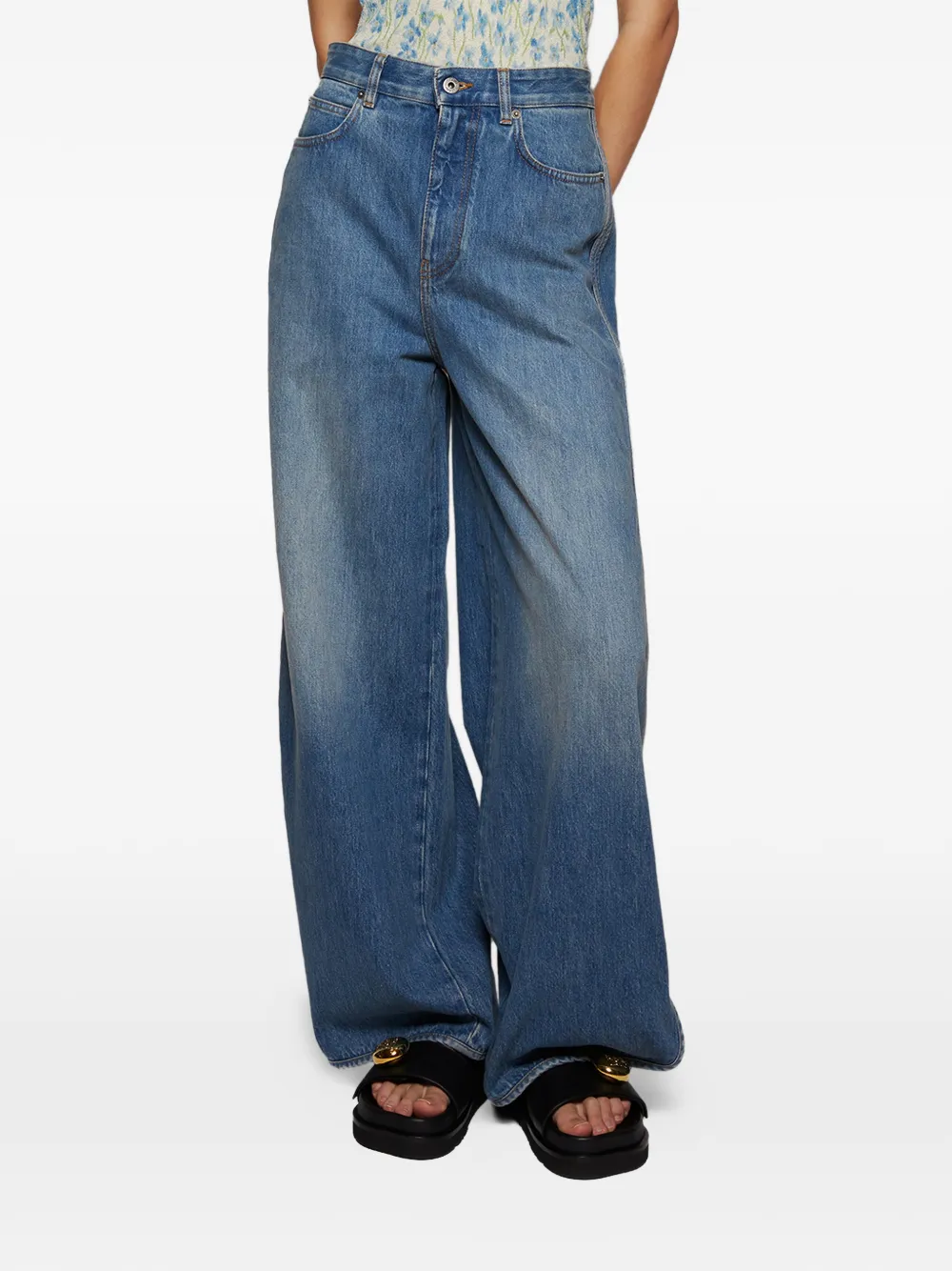  Loewe Side Slit Wide Jeans - Blue 