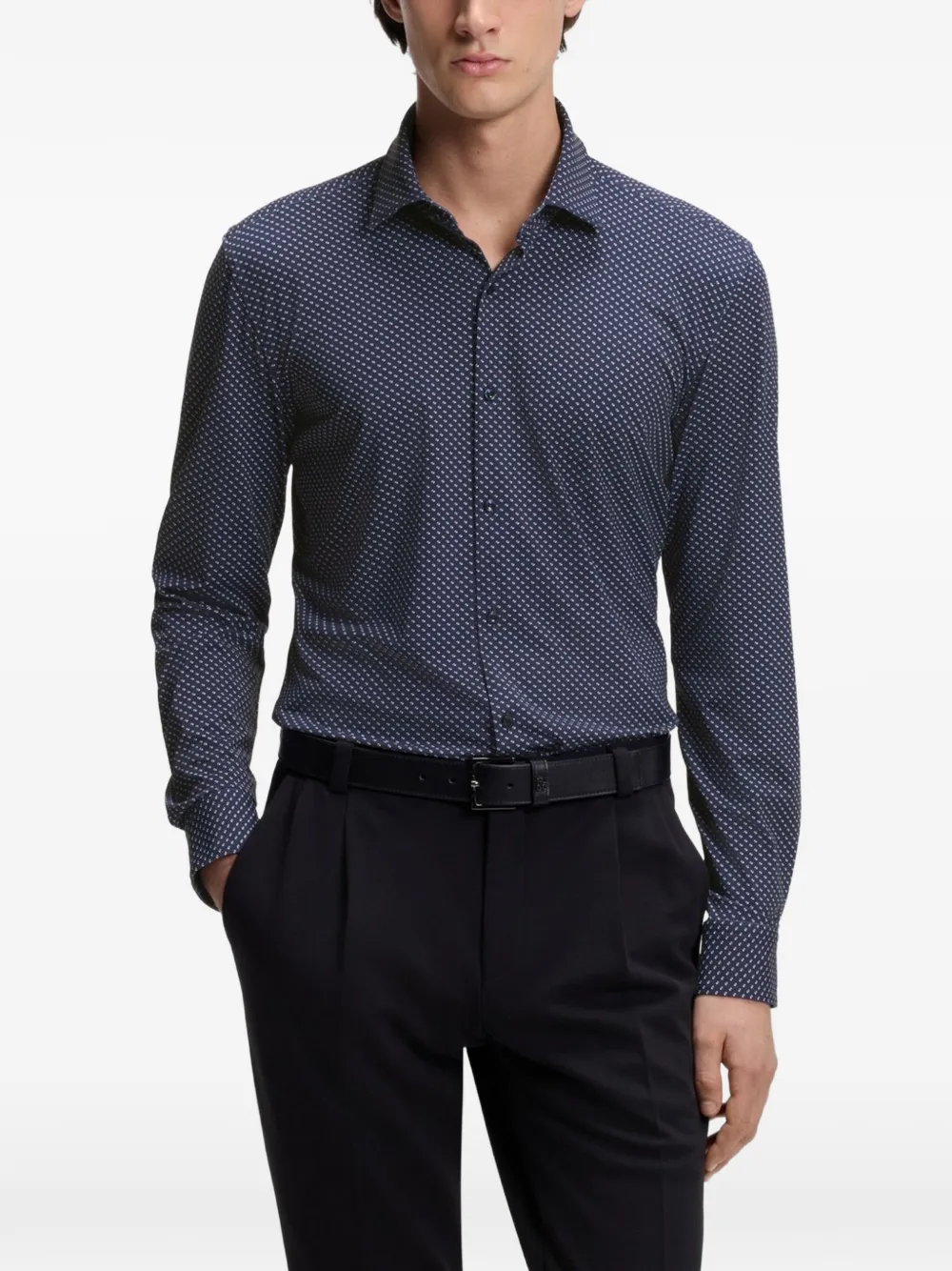 HUGO Kenno overhemd met geometrische print Blauw