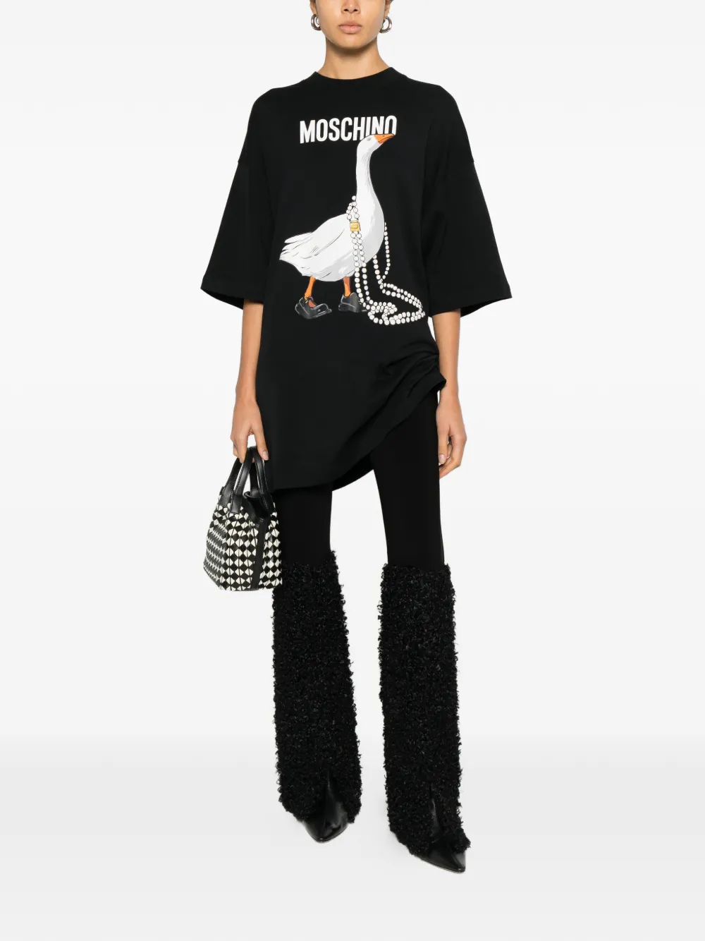 Moschino graphic-print mini dress - Zwart