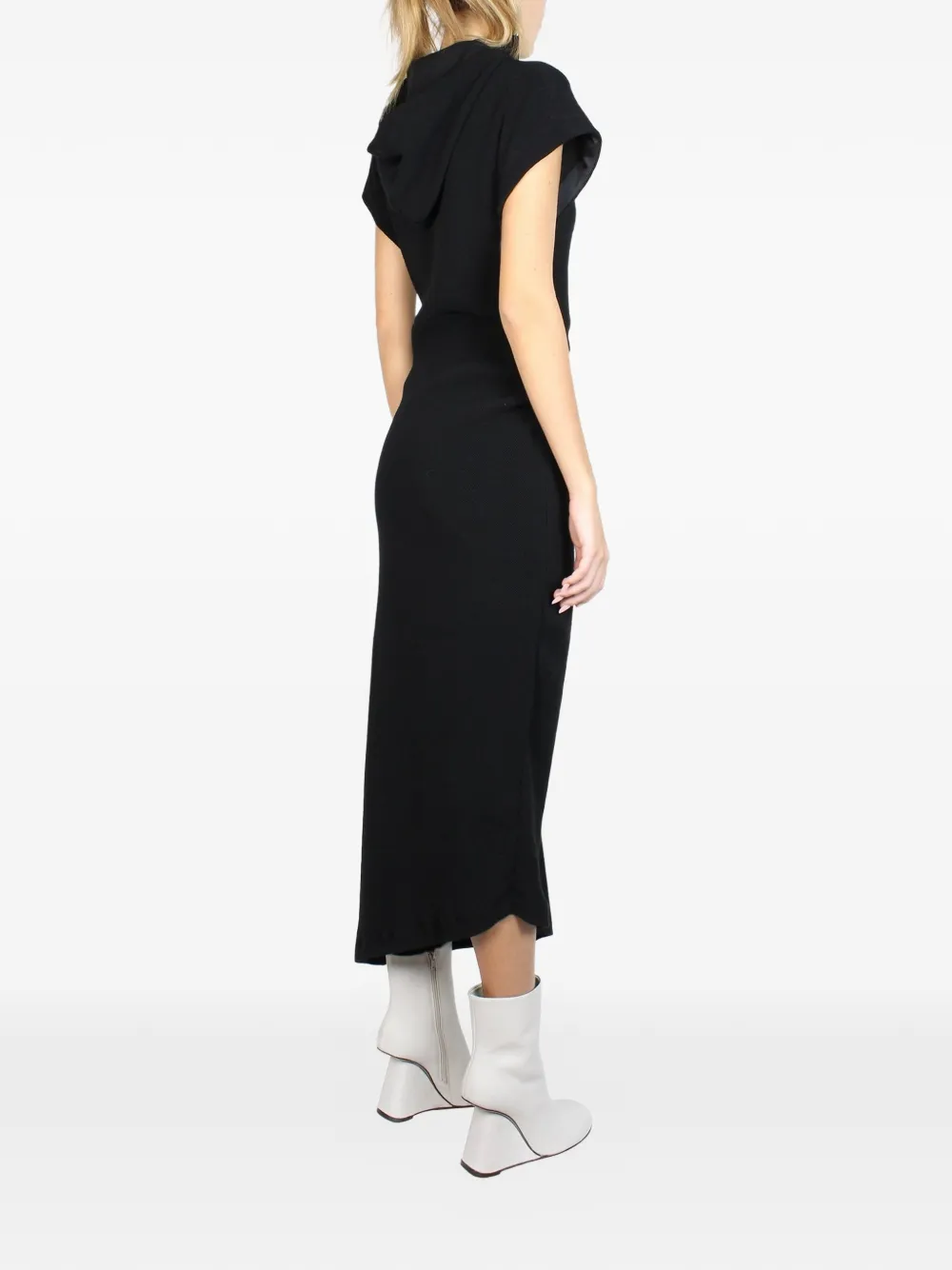  Malloni Hooded Half-zip Midi Dress - Black 