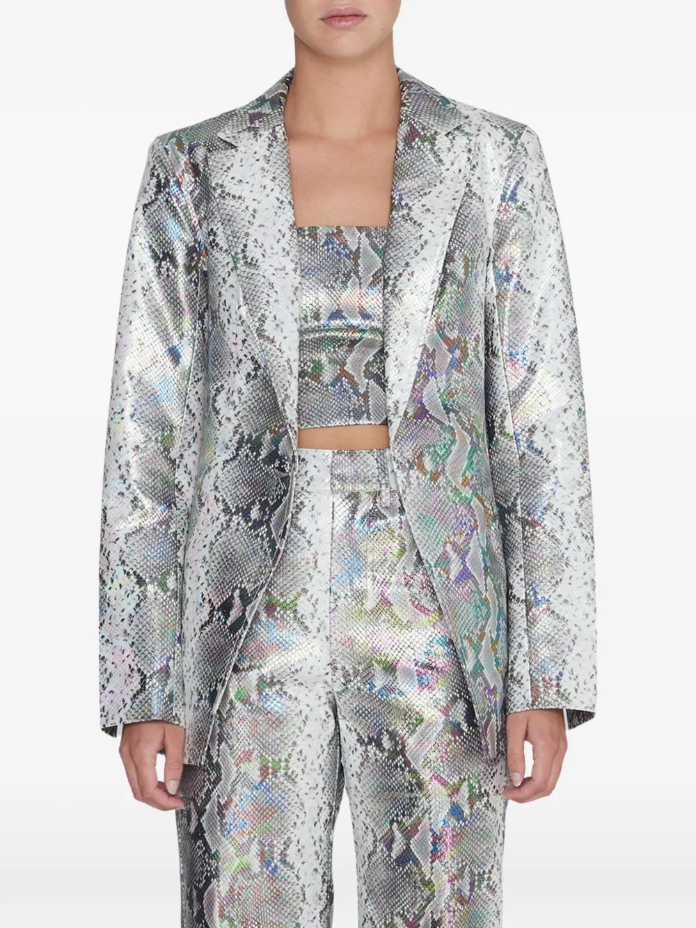  Rotate Birger Christensen Snake-pattern Blazer - Grey 