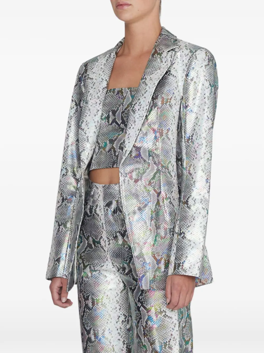 Rotate Birger Christensen Snake-pattern Blazer - Grey 