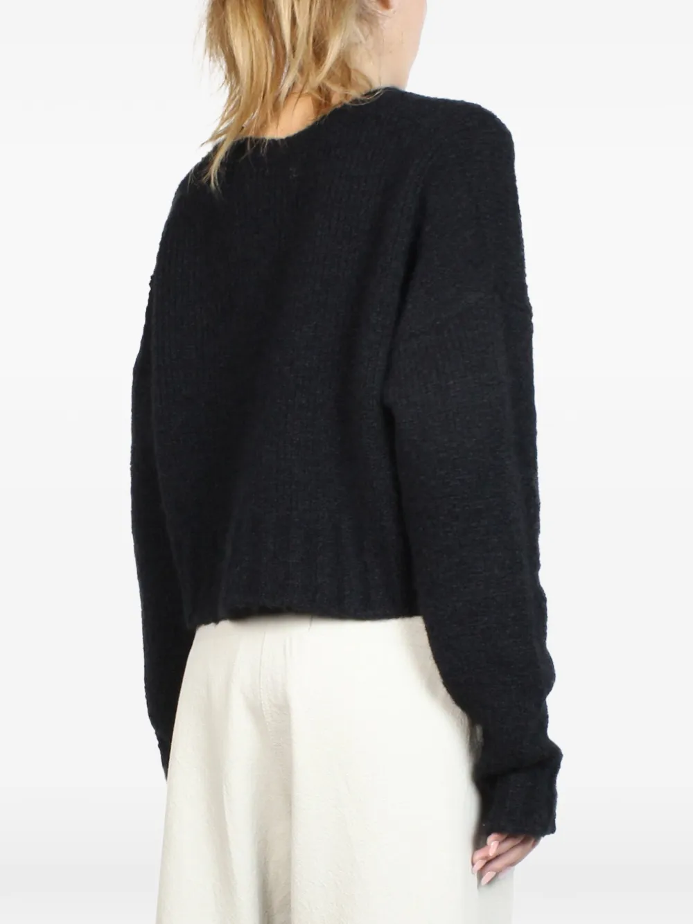  Malloni V-neck Cropped Sweater - Black 