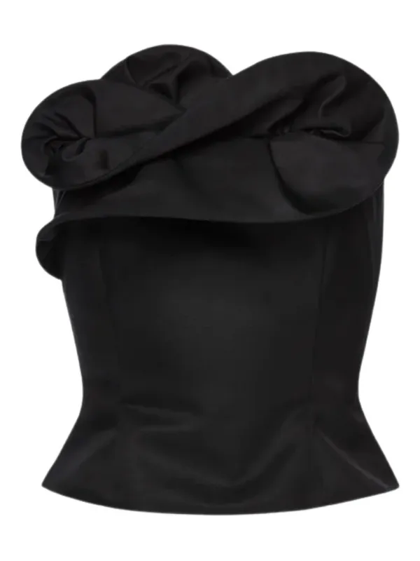 Magda Butrym Ruffled Corset Top in Black