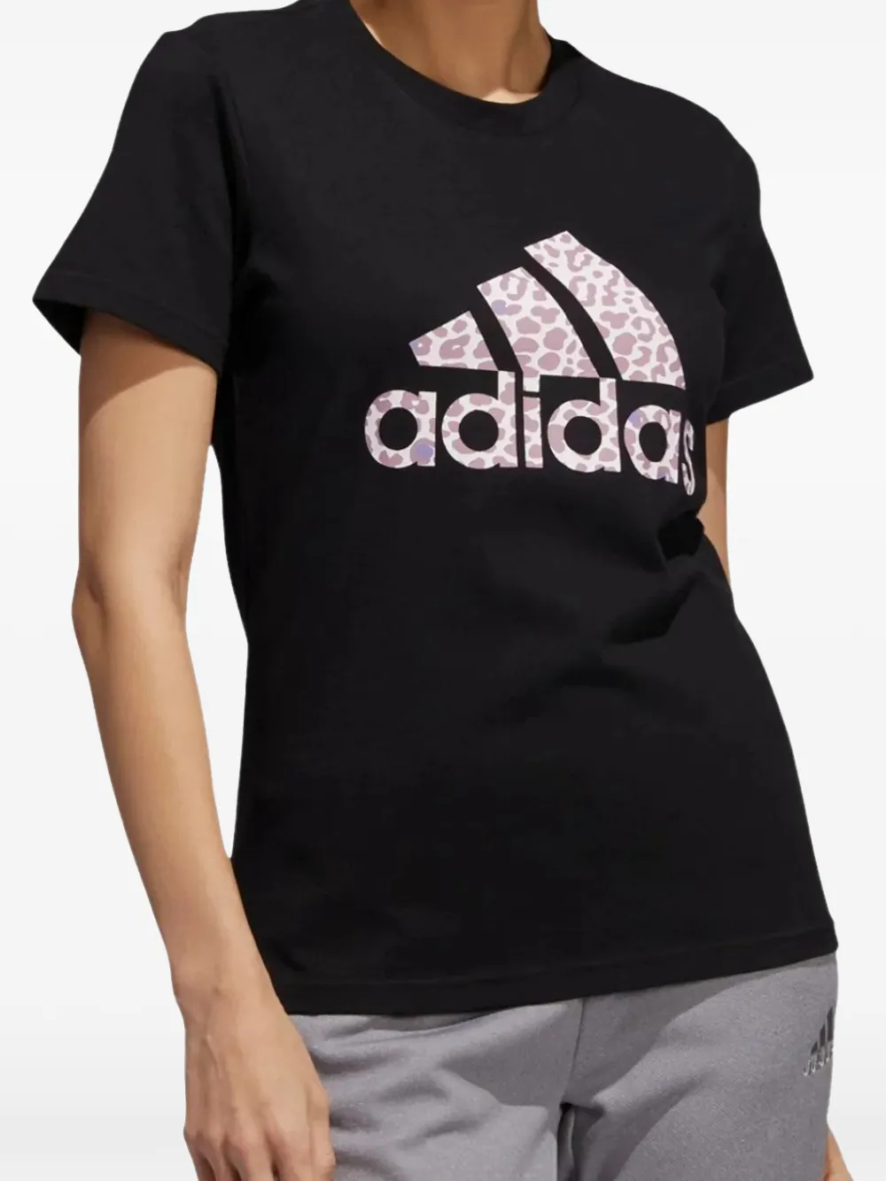 adidas leopard-print logo T-shirt - Nero