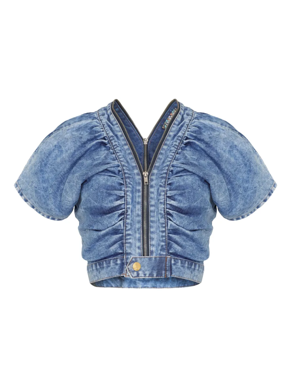 Amapô top corto con volantes y cierre | azul | Image 1