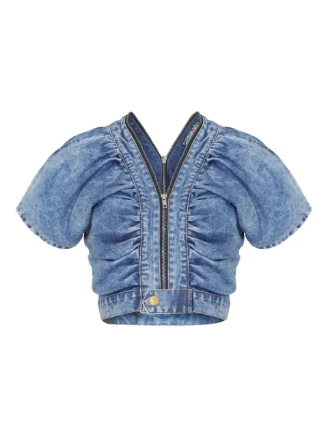 Amapô zipped ruffled crop top