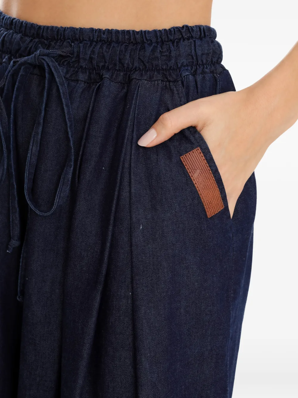 Amapô Drawstring Cotton Skirt In Blue