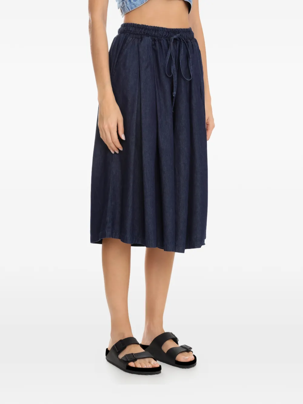 Amapô Drawstring Cotton Skirt In Blue