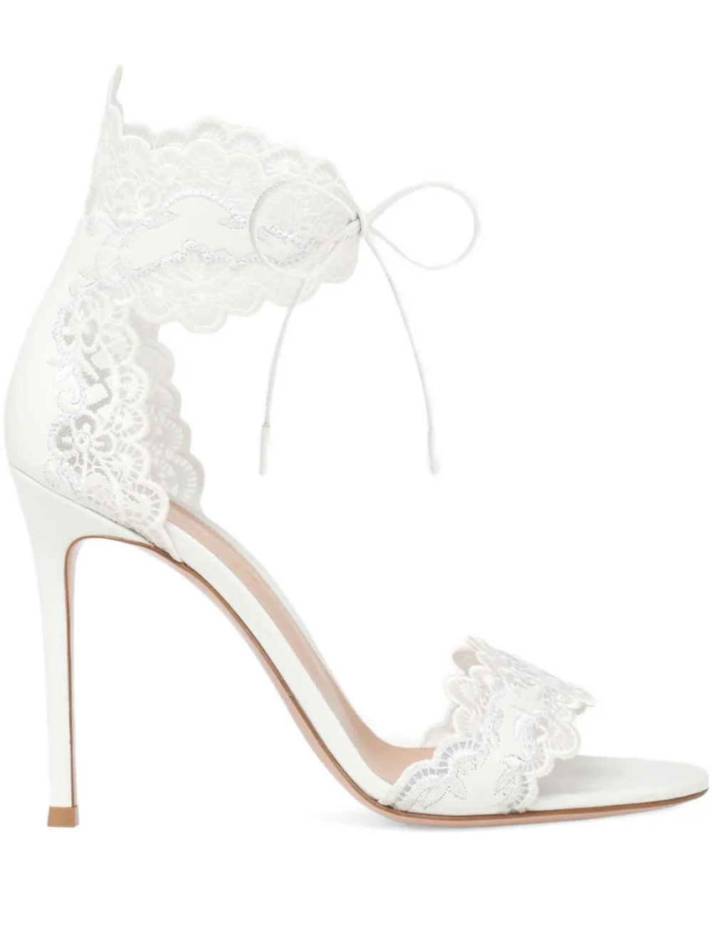 Gianvito Rossi Evie 105 Embroidered Leather Sandals In White
