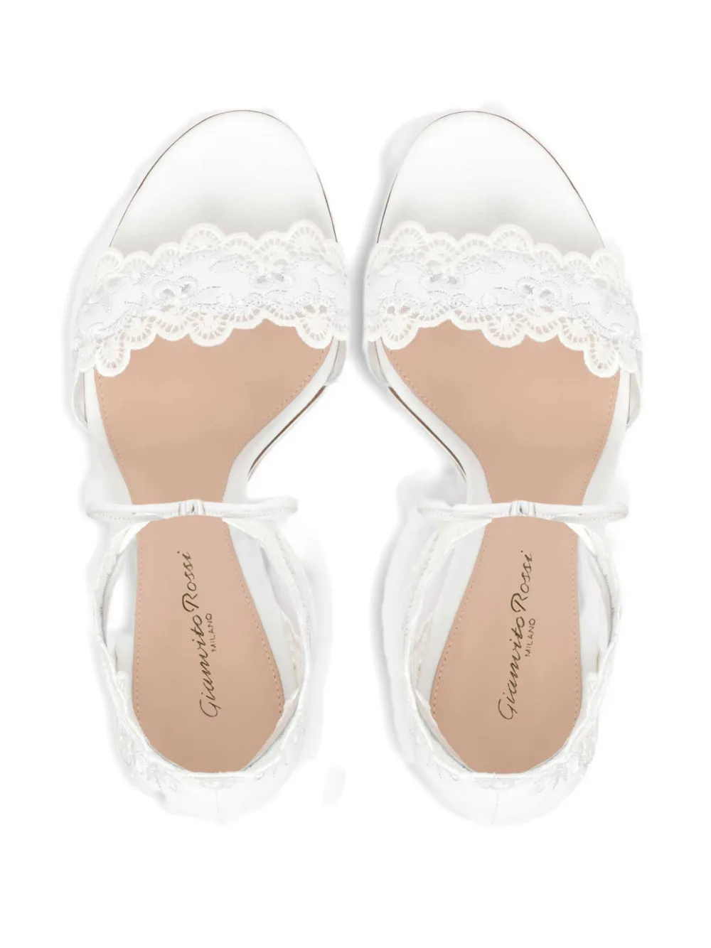 Gianvito Rossi Evie 105 Embroidered Leather Sandals In White