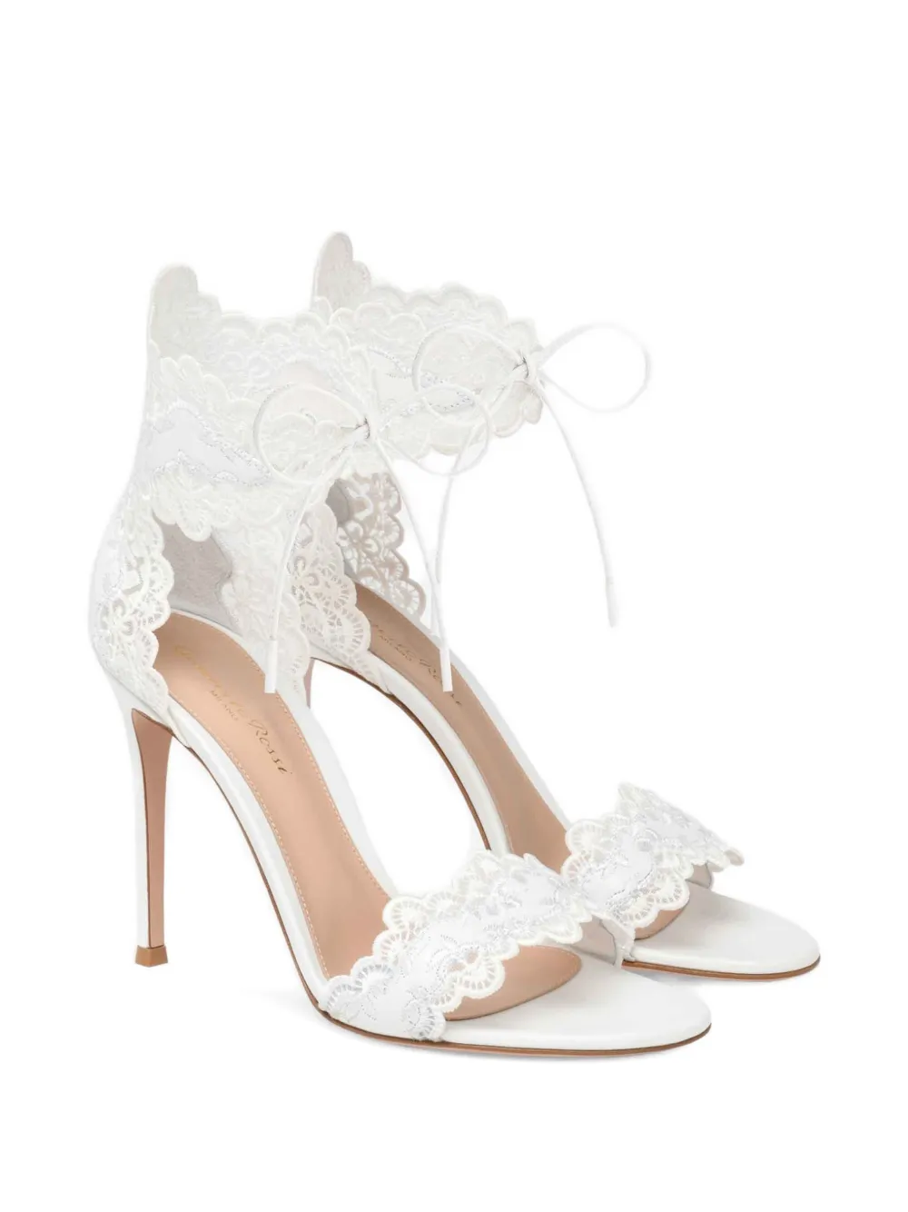 Gianvito Rossi Evie 105 Embroidered Leather Sandals In White