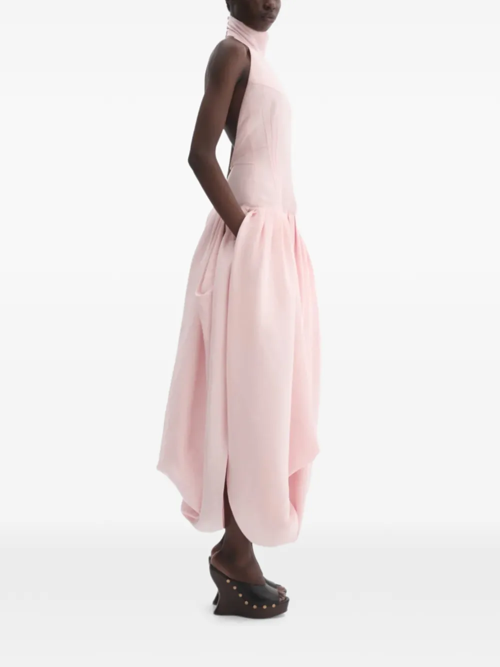  Magda Butrym Halterneck Draped Dress - Pink 