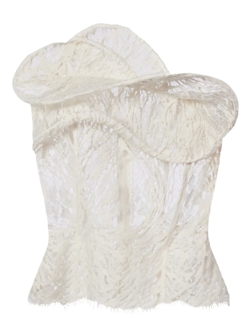 Magda Butrym ruffled lace corset top - Toni neutri