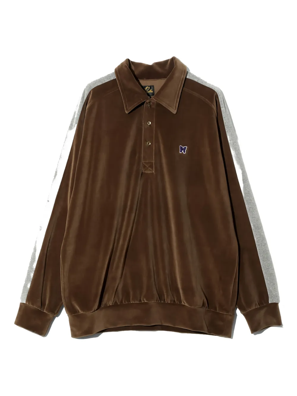 Needles side-stripe polo shirt - Marrone