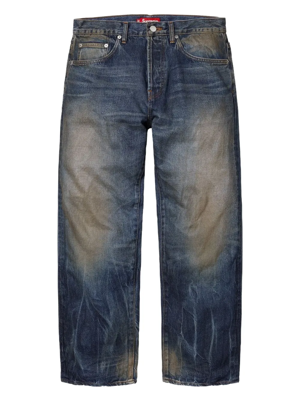 Supreme Jeans taglio comodo con effetto vissuto - Blu