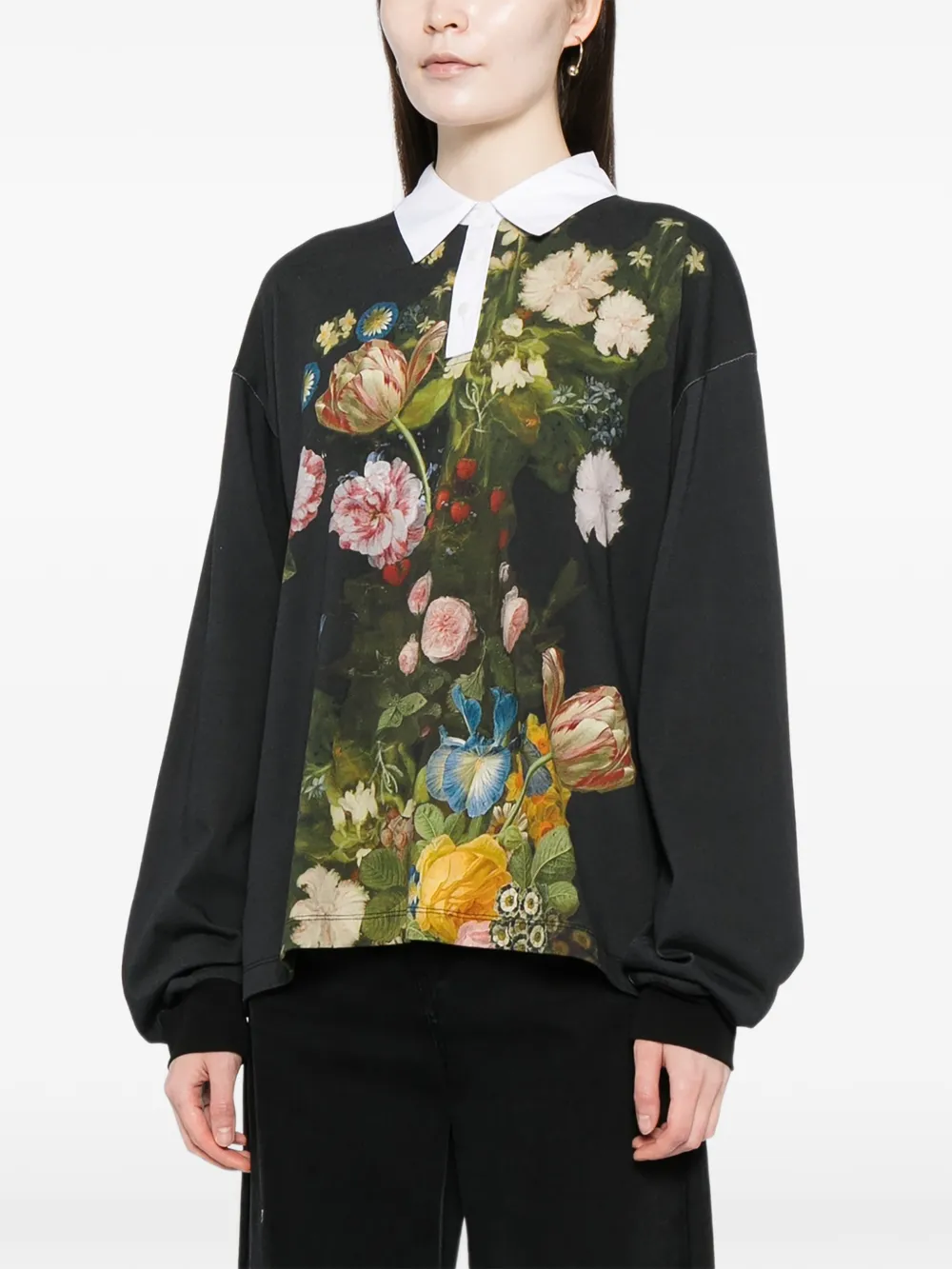 Cynthia Rowley Sweater met bloemenprint en polokraag Zwart