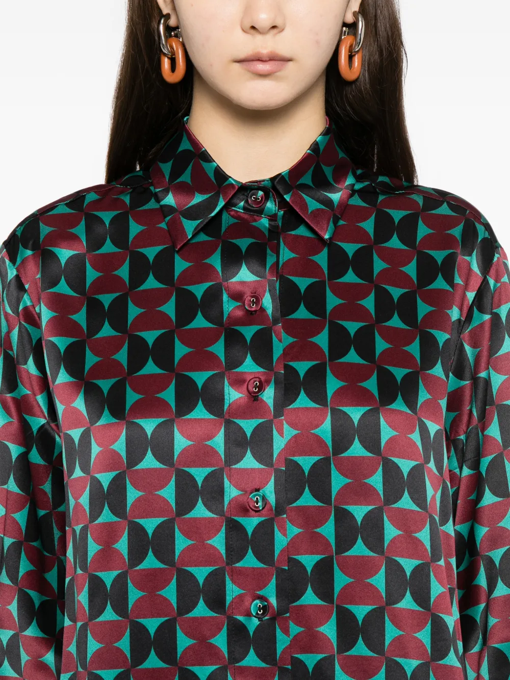 Cynthia Rowley Blouse met geometrisch patroon Zwart
