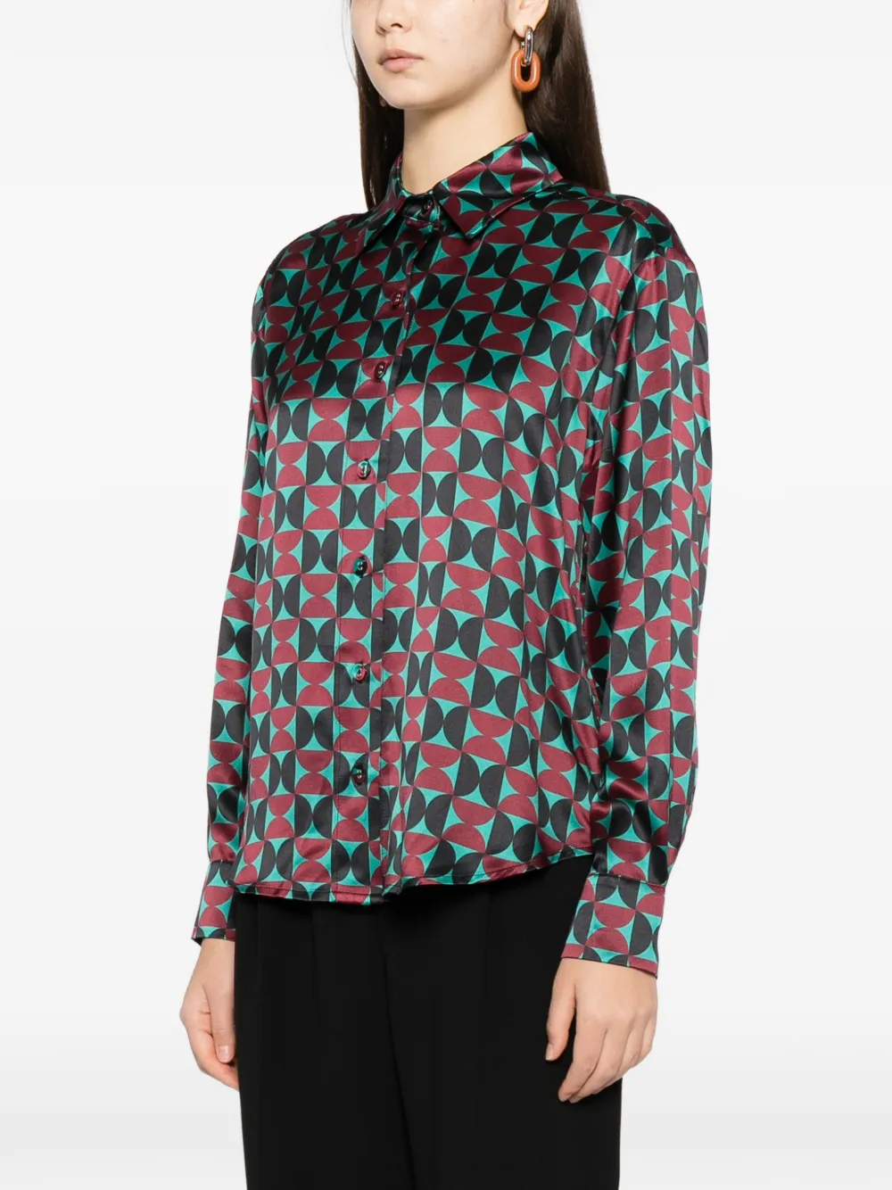  Cynthia Rowley Geometric Pattern Shirt - Black 