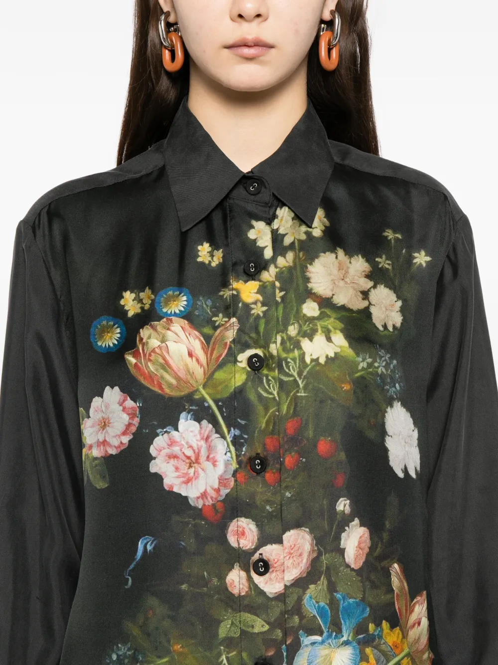 Cynthia Rowley Zijden blouse met bloemenprint Grijs