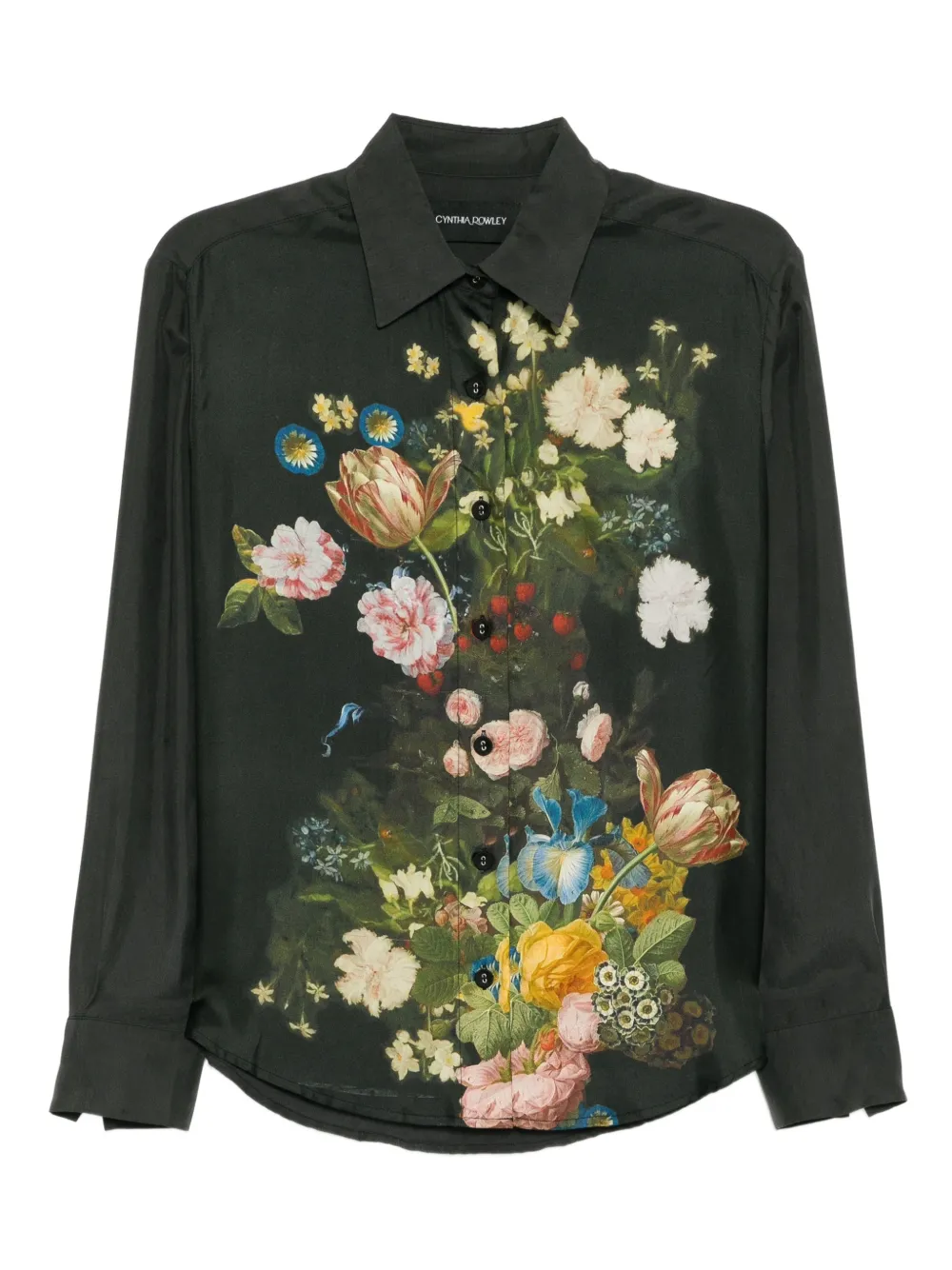 Cynthia Rowley Camicia in seta a fiori - Grigio