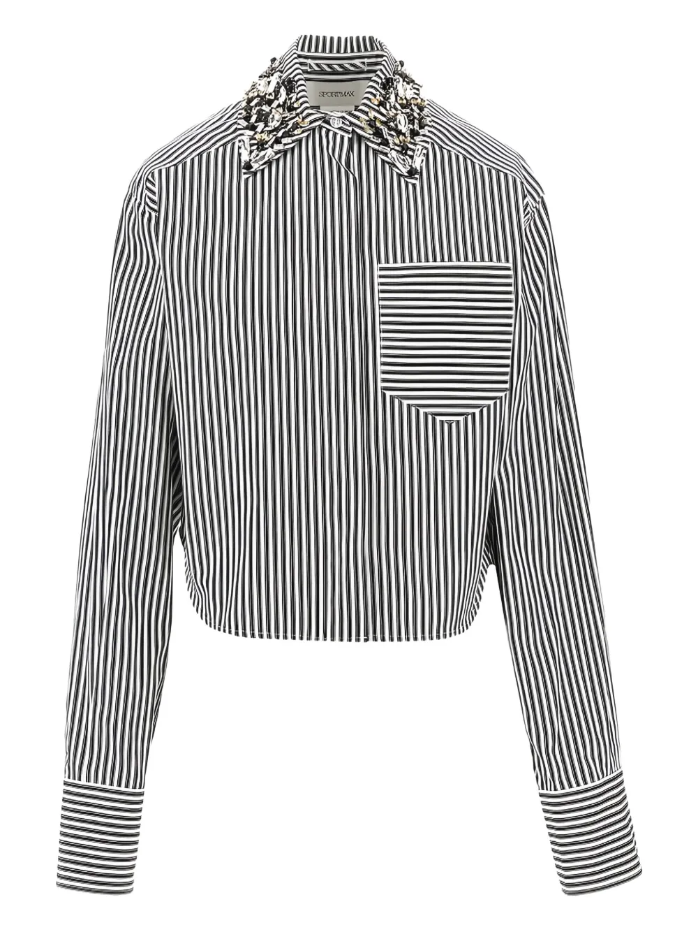 Sportmax Striped Embellished Shirt In White