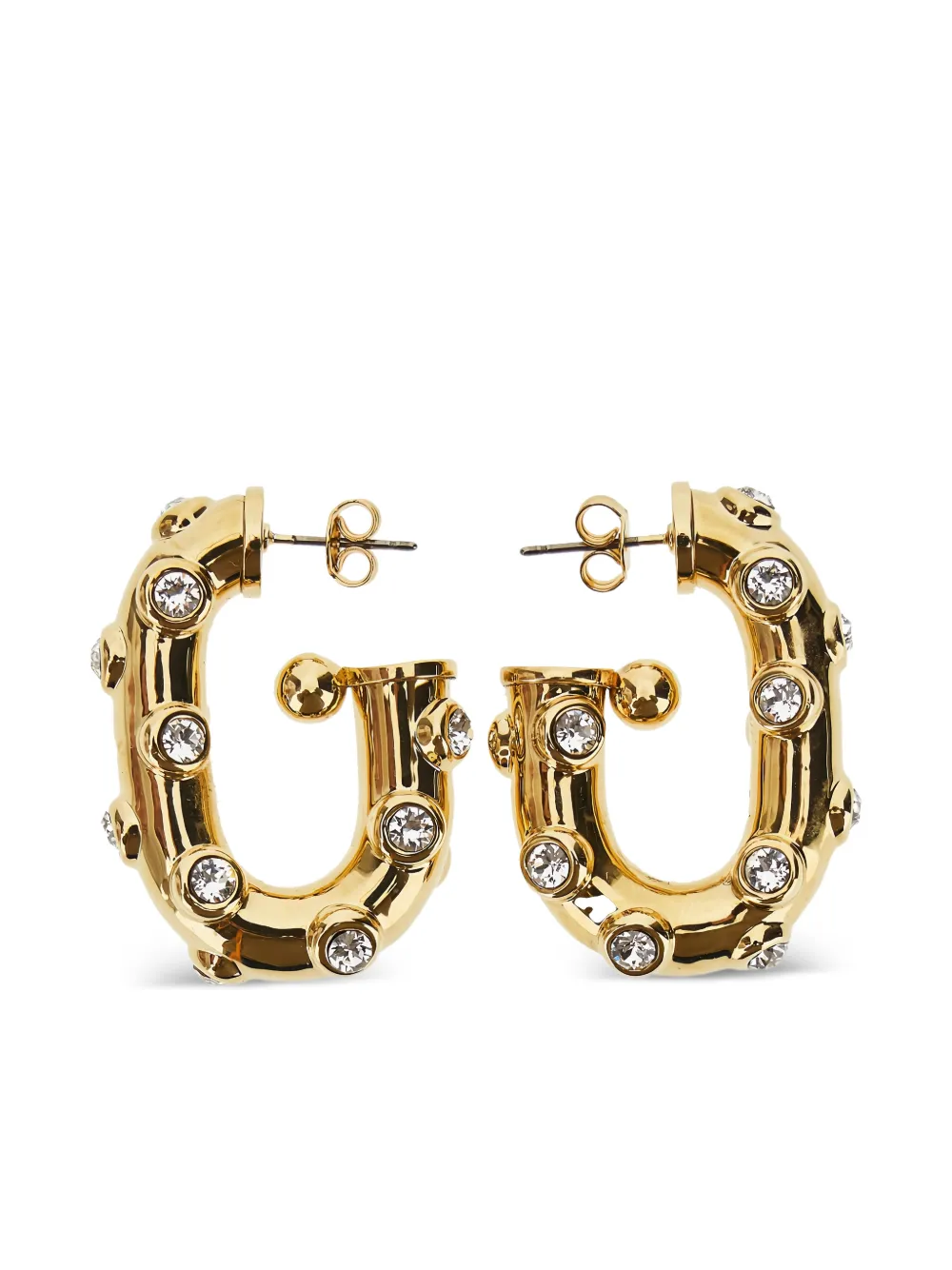Rabanne Crystal Chunky Hoop Earrings In Gold