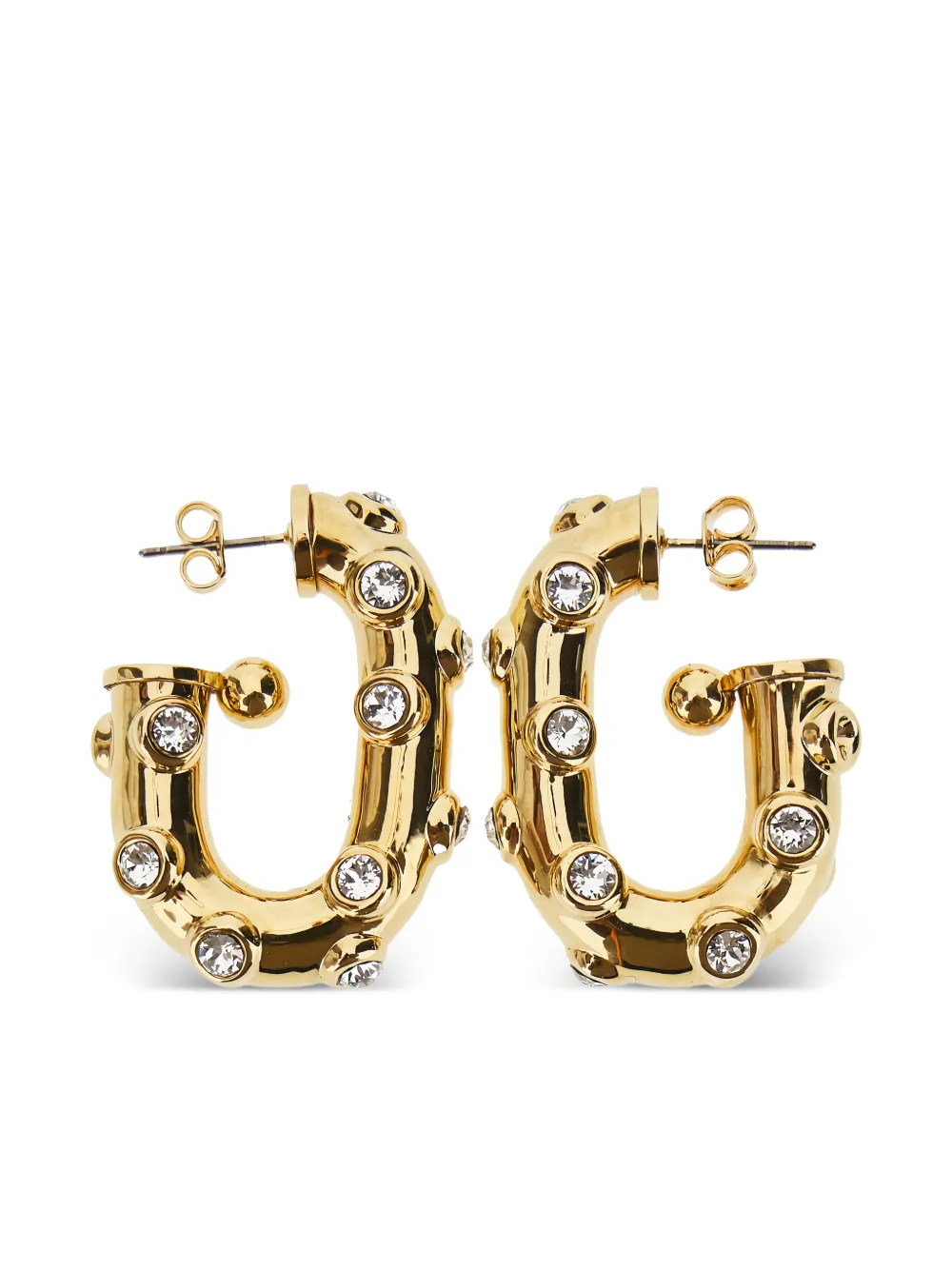 Rabanne Crystal Chunky Hoop Earrings In Gold