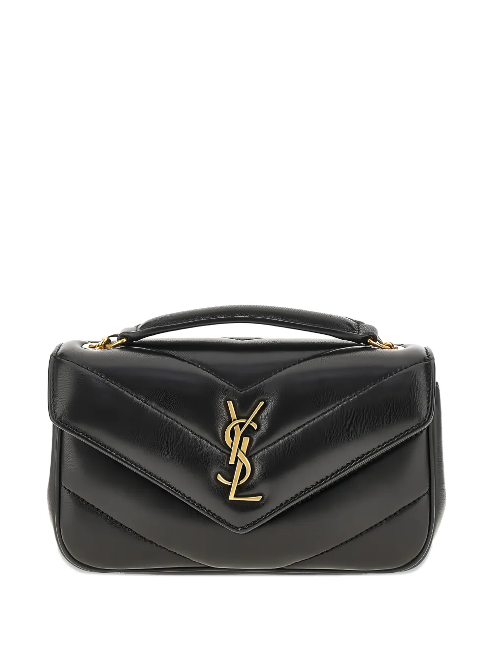 Saint Laurent Mini Loulou Lambskin Shoulder Bag In Black
