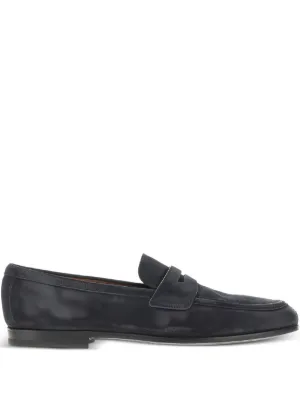 Santoni Carlo スエード ローファー | ブラック | FARFETCH JP
