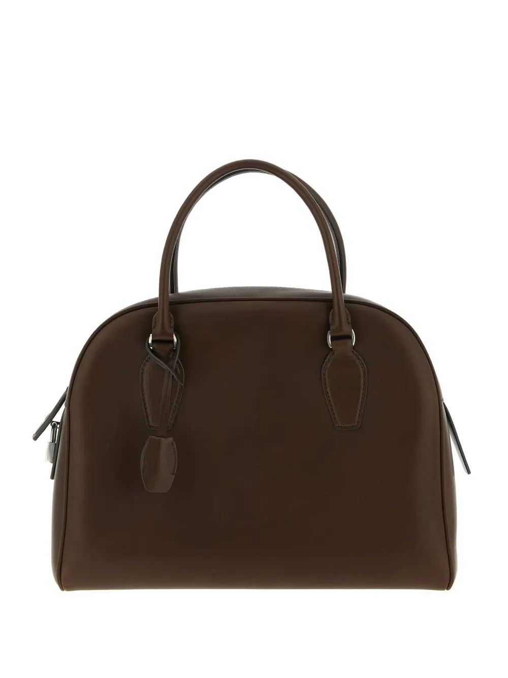 The Row India Leather Tote Bag In Brown
