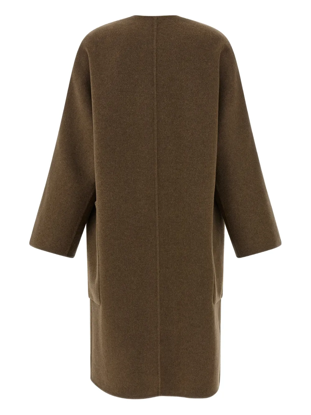 The Row Tiberus Crew-neck Pocket Coat In Green