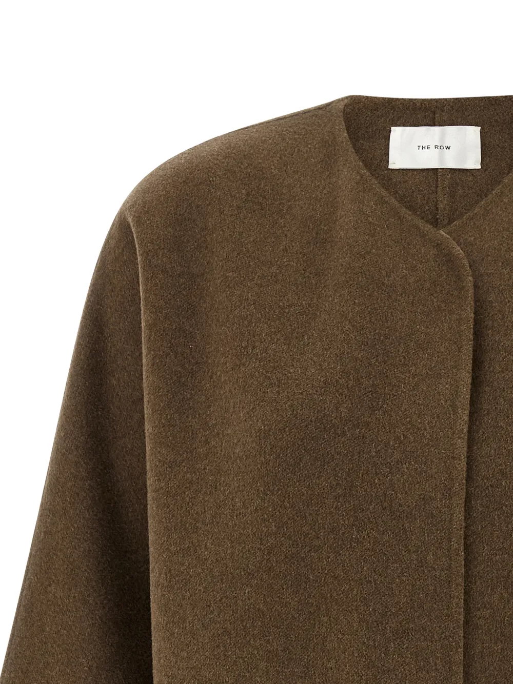 The Row Tiberus Crew-neck Pocket Coat In Green