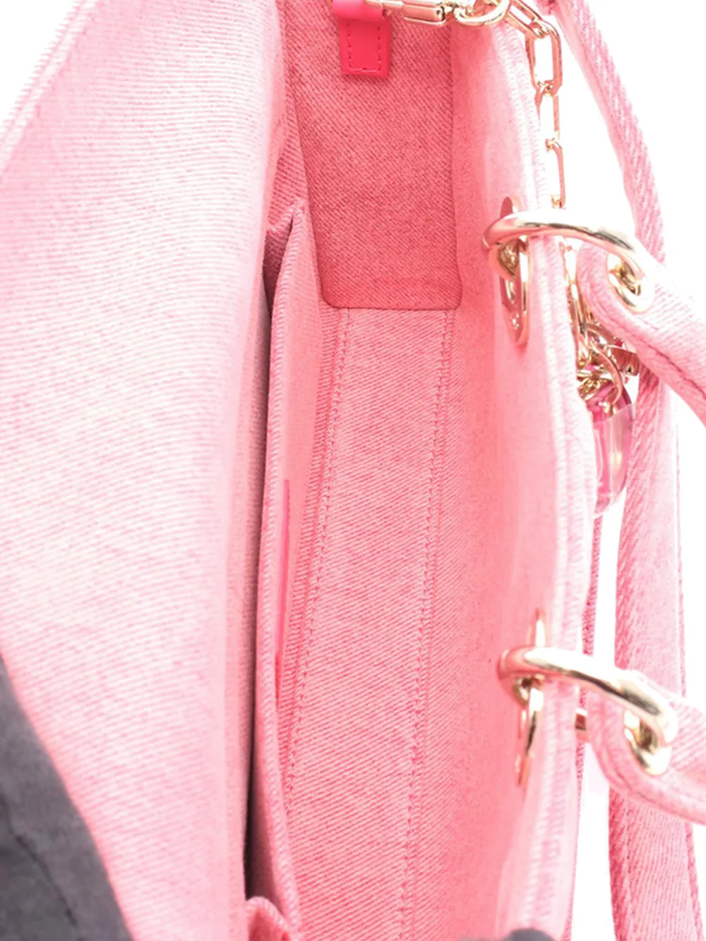 Pre-owned Dior 2021-2025 Small Denim Macrocannage Lady D Joy Satchel In Pink