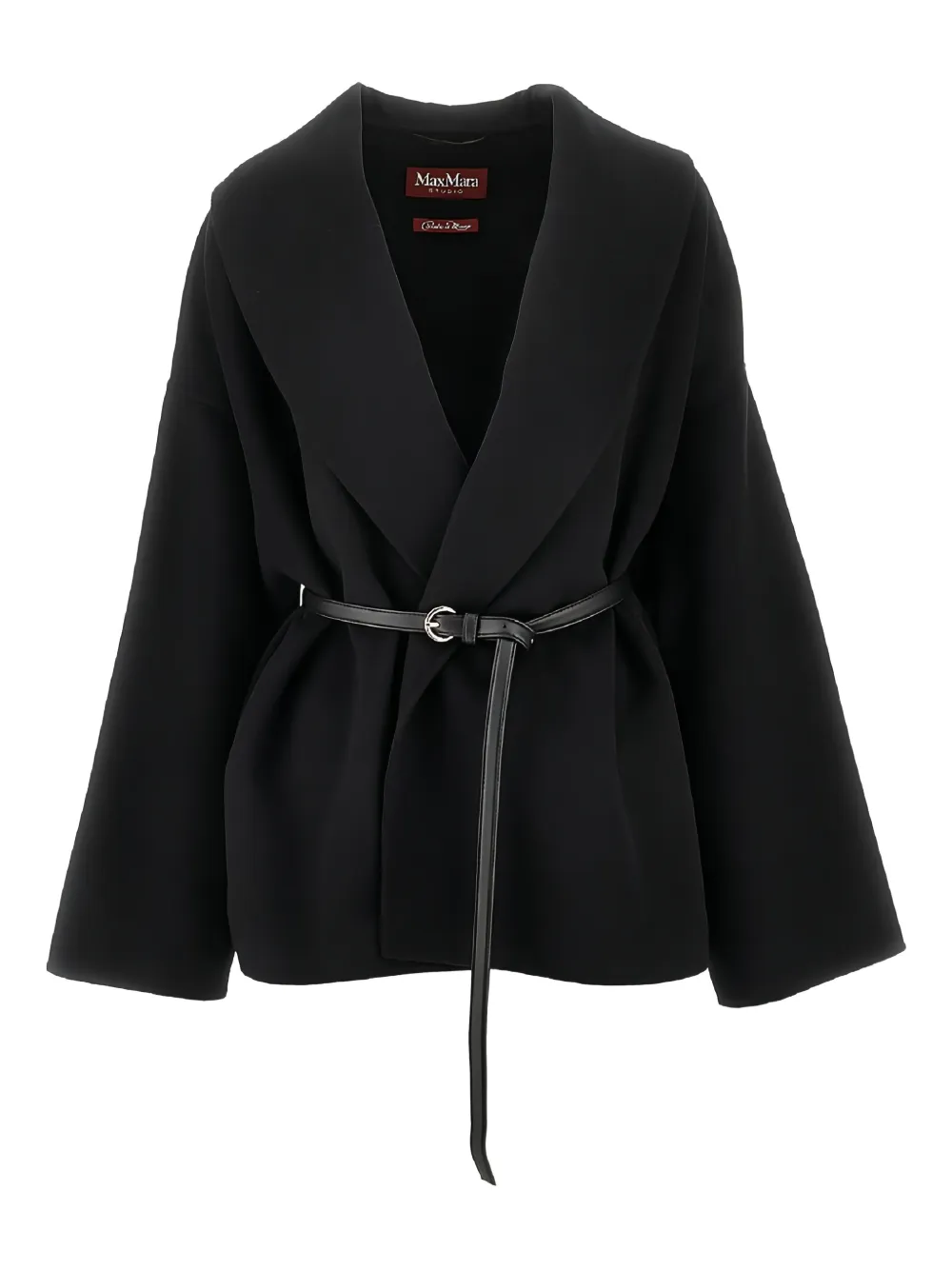 Max Mara Shawl-collar Belted Coat In Black