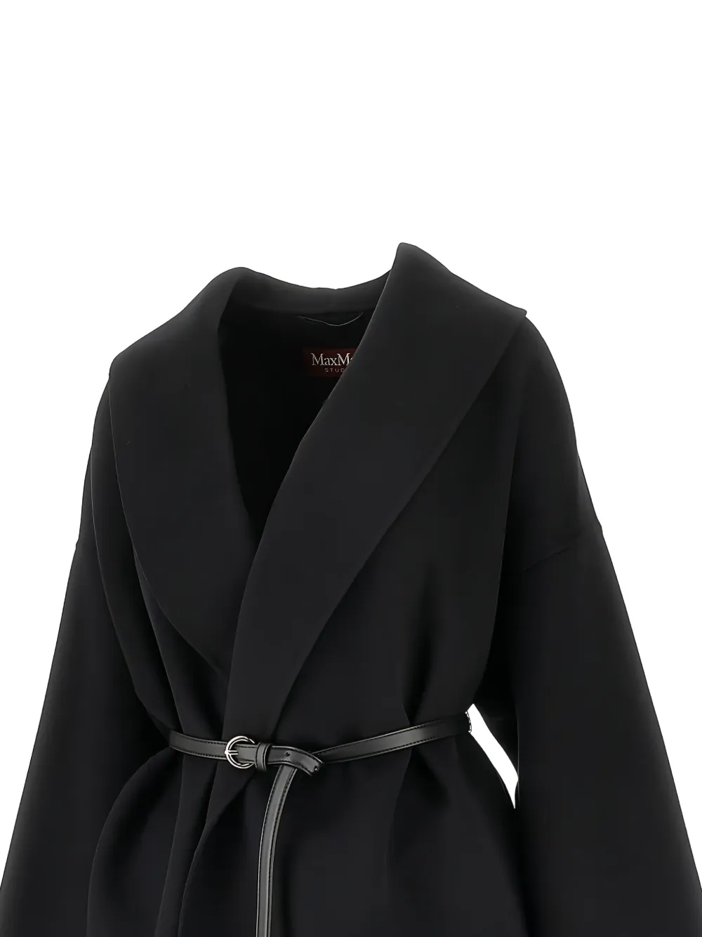 Max Mara Shawl-collar Belted Coat In Black
