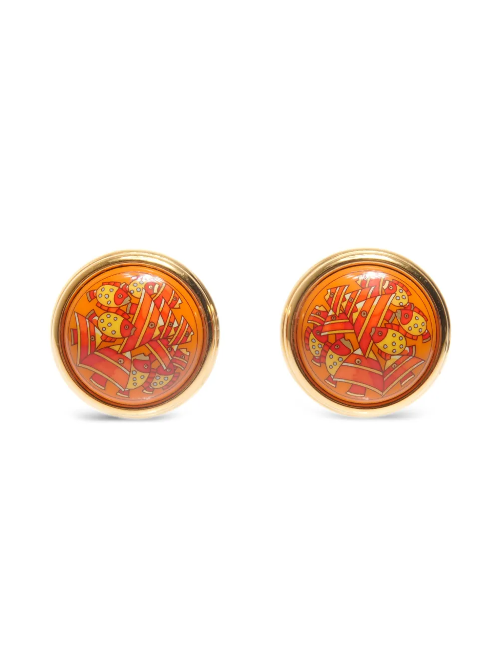 Hermès Pre-Owned 1990-2000s enamel fish motif clip-on earrings - Oro