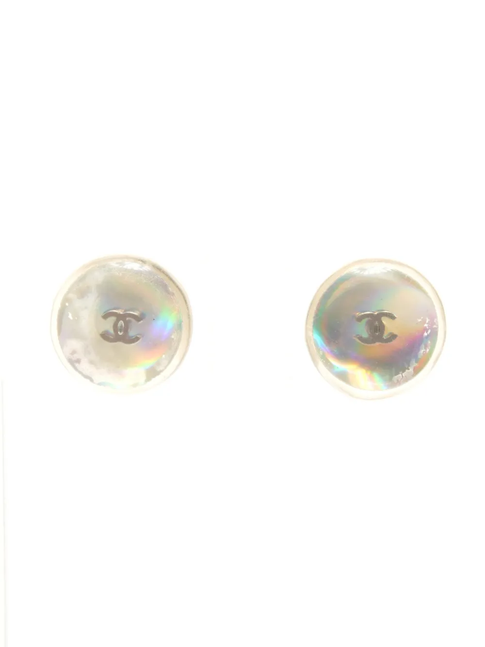 CHANEL Pre-Owned 2000 CC hologram earrings - Bianco