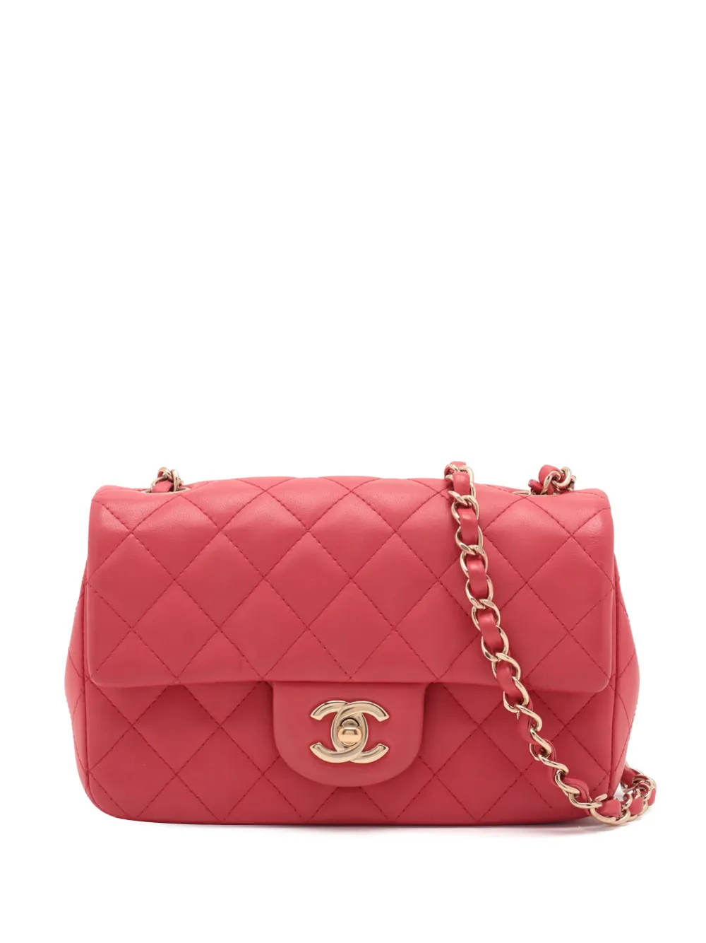 CHANEL Pre-Owned 2017-2018 Mini Rectangular Classic Lambskin Single Flap crossbody bag - Pink