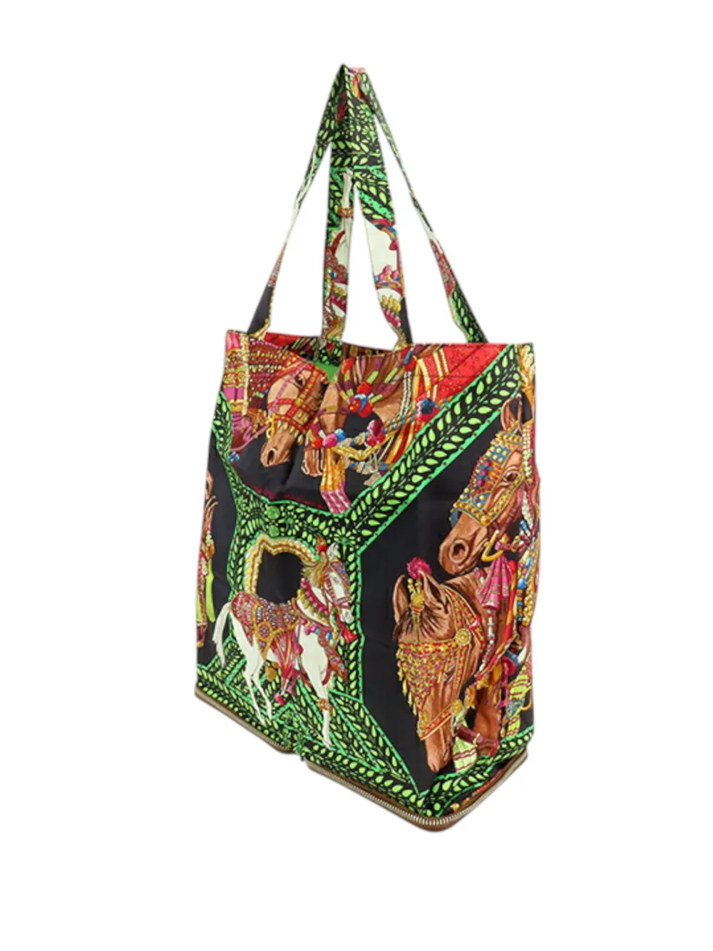 HERMES Pre-owned 2007 La Danse Du Cheval Marwari Silky Pop Tote Bag In Black