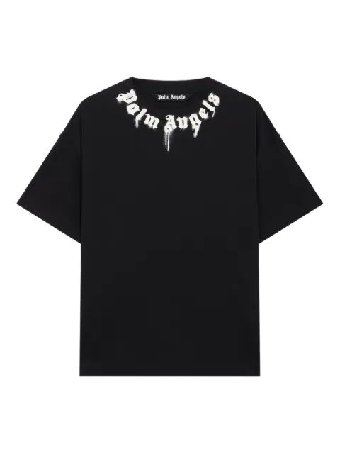 Palm Angels تيشيرت بشعار الماركة ورقبة بتأثير طلاء