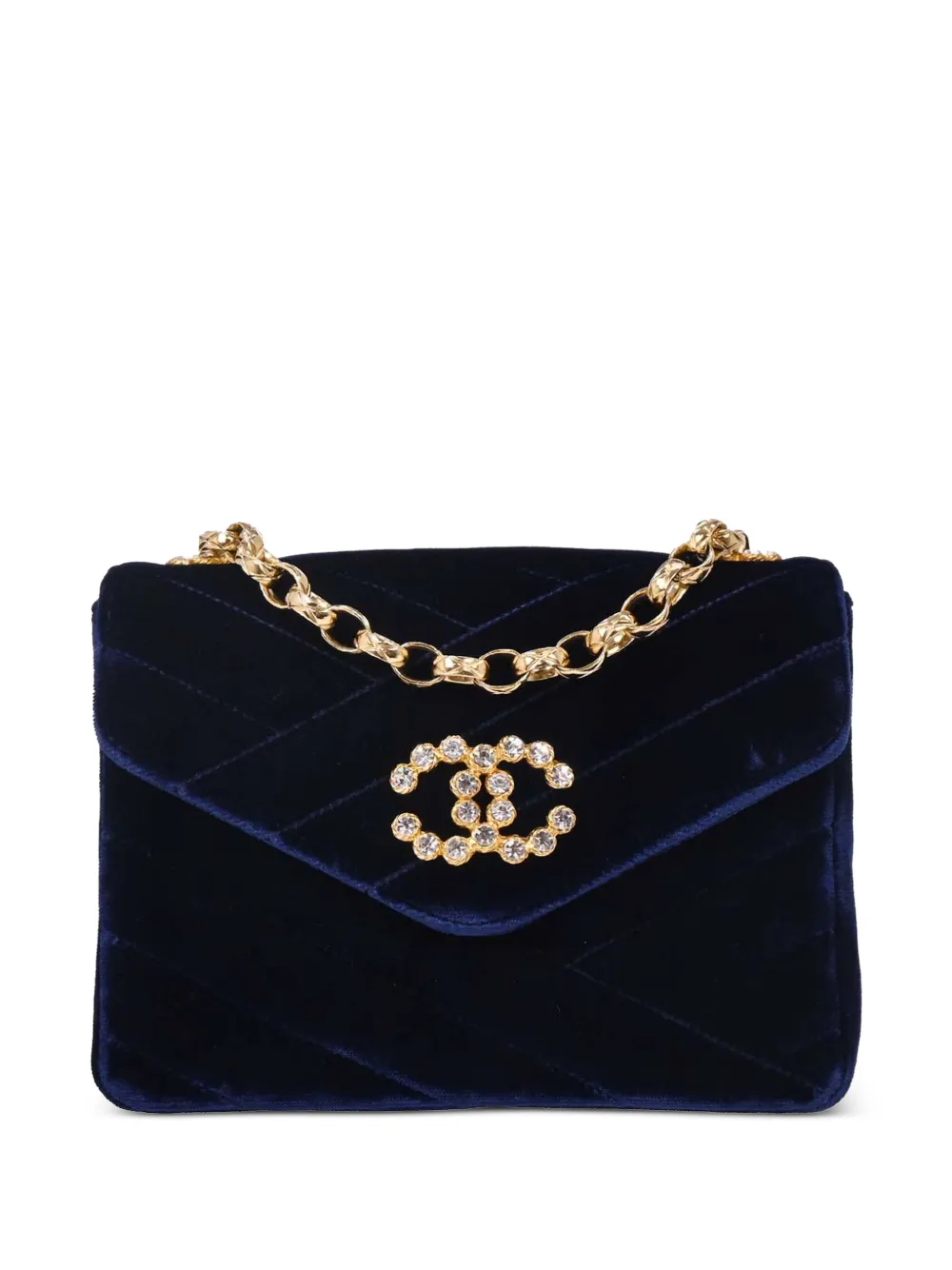CHANEL Pre-Owned 1991-1994 Schultertasche aus Samt - Blau