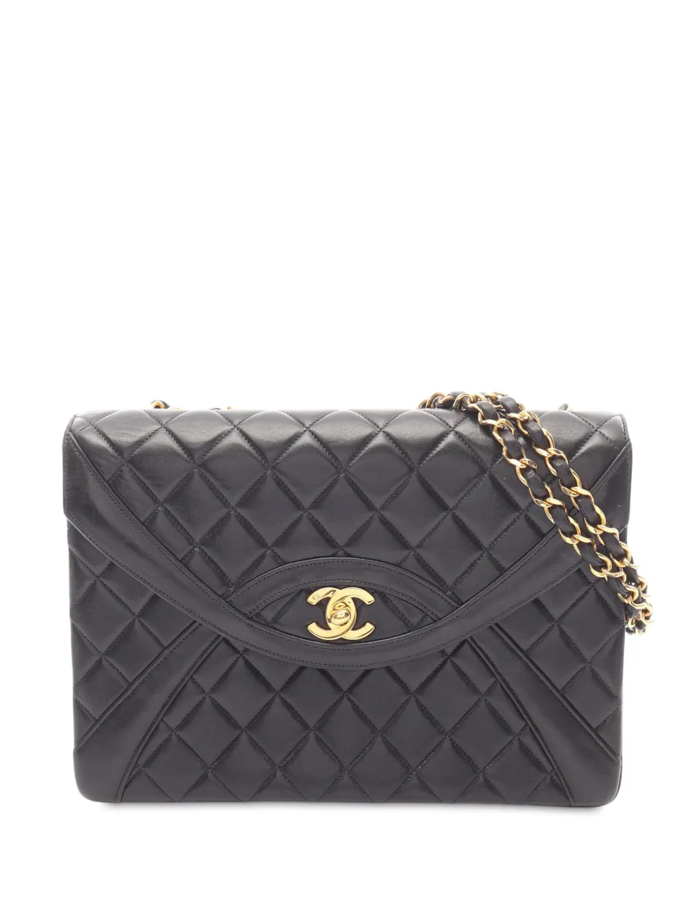 CHANEL Pre-Owned Borsa a tracolla CC in pelle di agnello trapuntata con battente 1991-1994 - Nero