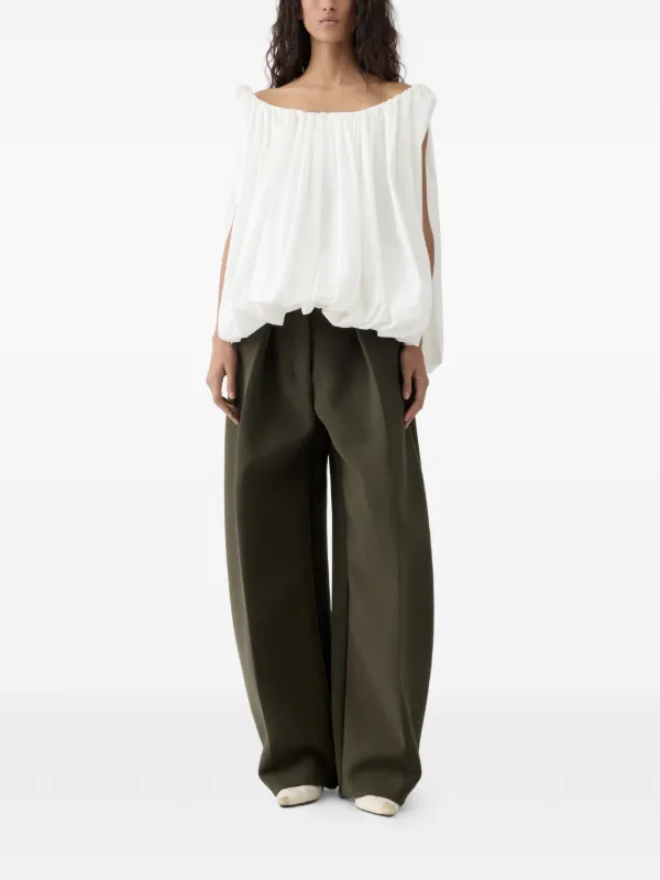 Jacquemus Ovalo Pleated Trousers | Green | FARFETCH